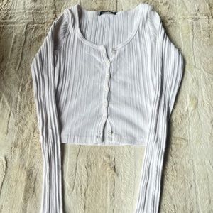 Brandy Melville white long sleeve button up top